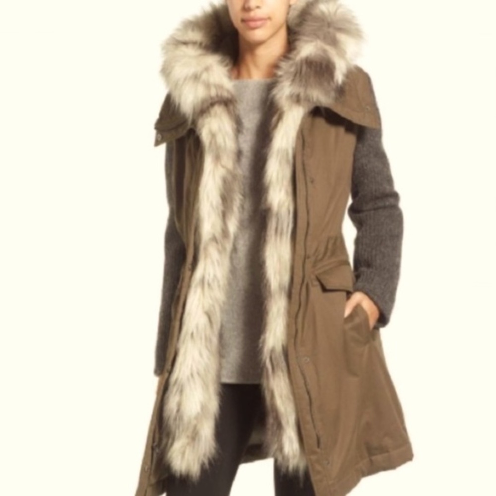 Vera Wang Brie Faux Fur Parka Coat